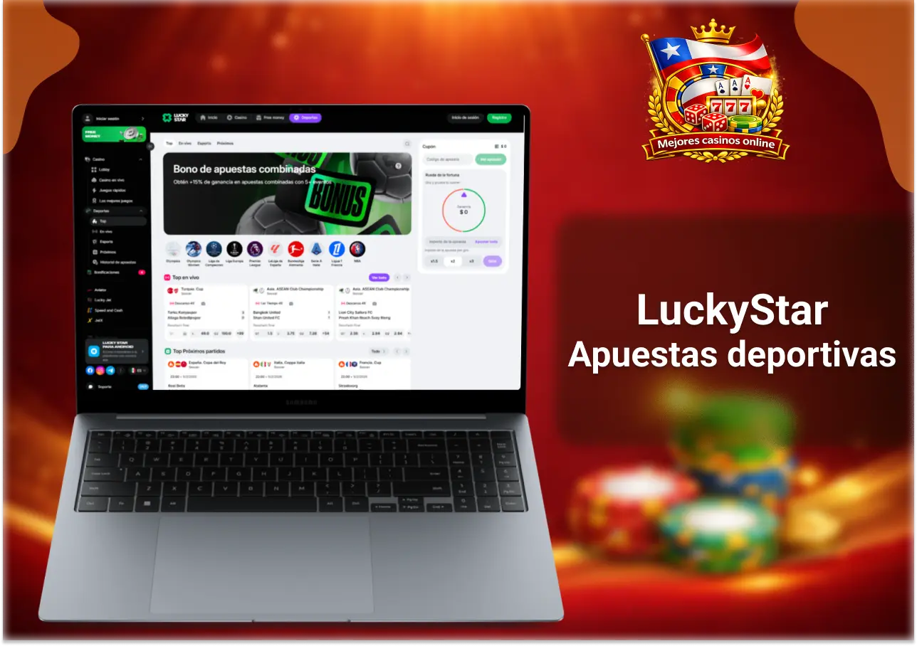 Apuestas deportivas en LuckyStar Chile con fútbol, ligas internacionales y mercados en vivo